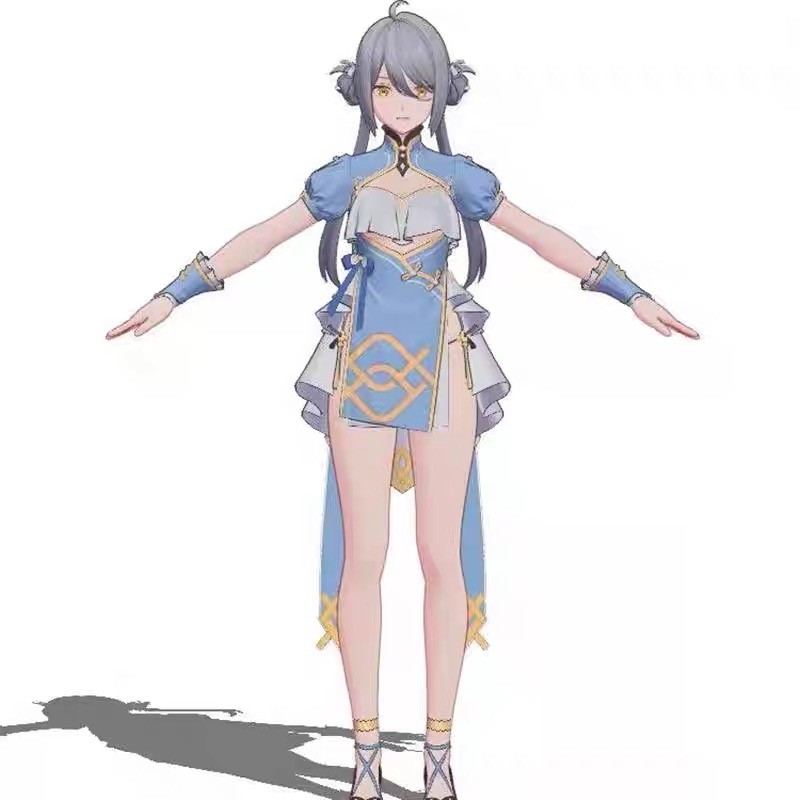 Dust White Forbidden Zone Character Model MMD Bone Blender Model-Kaguya-Tori Eihe