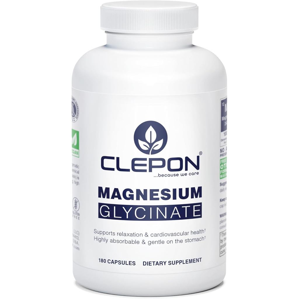 Magnesium Glycinate - 100% Chelated for High Absorption - 180 แคปซูล - 100 มก. Magnesium ต่อแคปซูล -