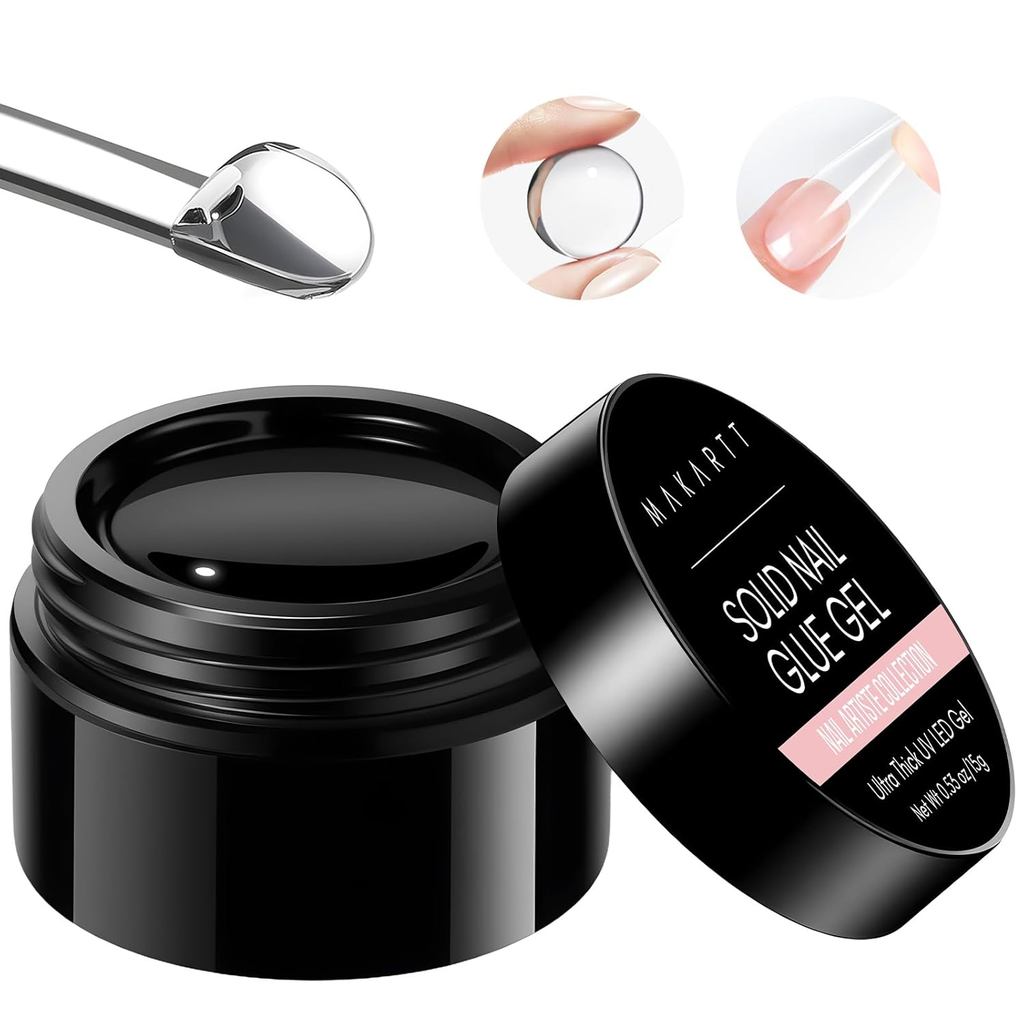 Makartt Solid Nail Glue Gel for Press on Nails: Strong Gel Nail Glue for Fake Nails, Long Lasting Cl