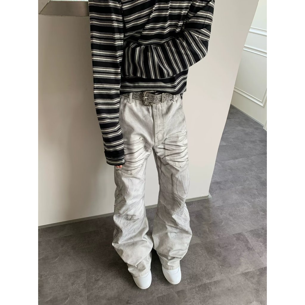 NXGEN American Multi-pocket Overall กางเกงยีนส์ผู้ชายตรง Slimmer ดูเล็กน้อย cleanfit กางเกงลําลองยาว