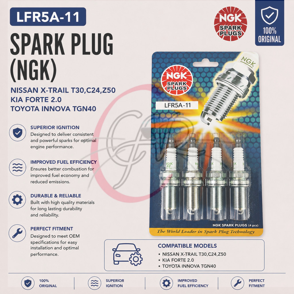 หัวเทียน NGK LFR5A-11 Nissan X-Trail T30 C24 Z50 Kia Forte 2.0 Toyota Innova TGN40