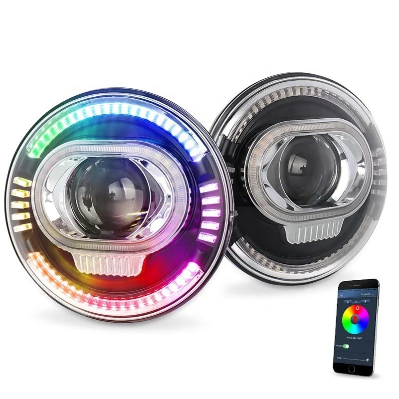 S5XV กวางโจว OPOO ใหม่ 50W Hi/Low Beam LED ไฟหน้า 7 "RGB รอบ LED ไฟหน้าสําหรับ Jeep