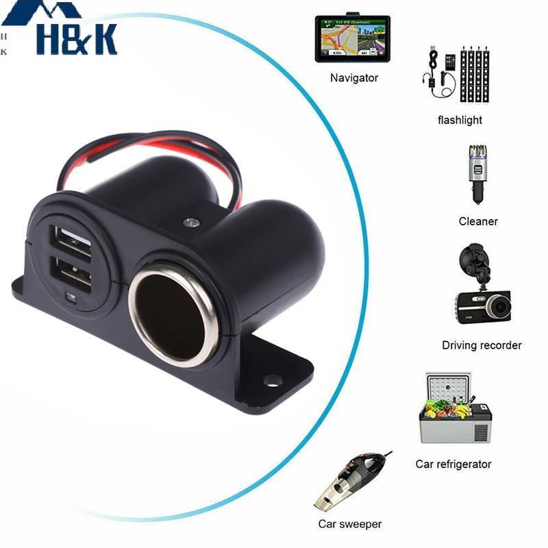[H&K] 12V / 24V Power Outlet 2x USB Charger Car Plug Tru {th}
