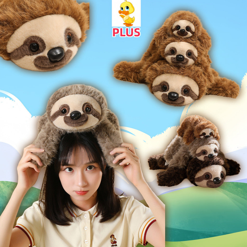 พลัส✨ในสต็อกในสต็อก✨ สมจริง Sloth ของเล่นตุ๊กตา Lying-down Sloth ตุ๊กตาตุ๊กตานุ่มปุย Sloth หมอนตุ๊กต