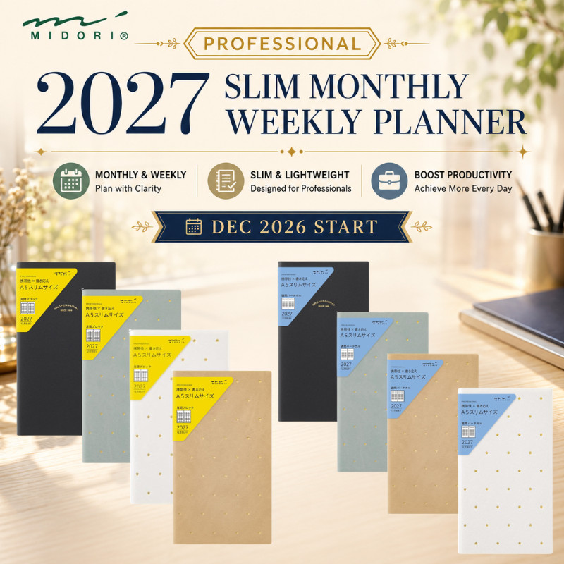 Midori Professional Diary 2027 Slim Monthly & Weekly Planner
