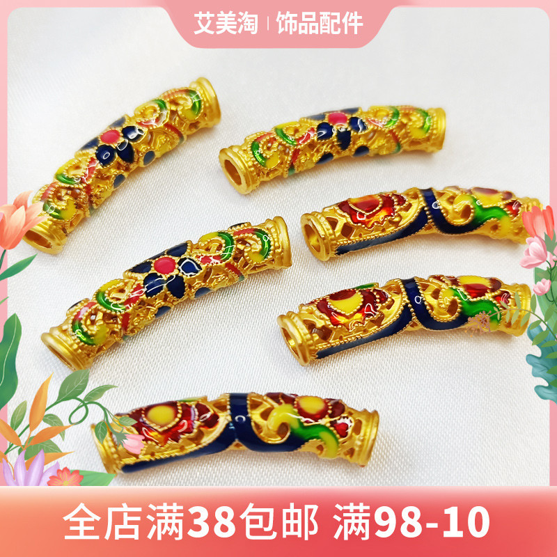 SJ23 Golden Lotus Elbow หกตัวอักษร Mantra Elbow Cloisonne ทรายทองวิธีโบราณ DIY สร้อยข้อมือสร้อยคออุป