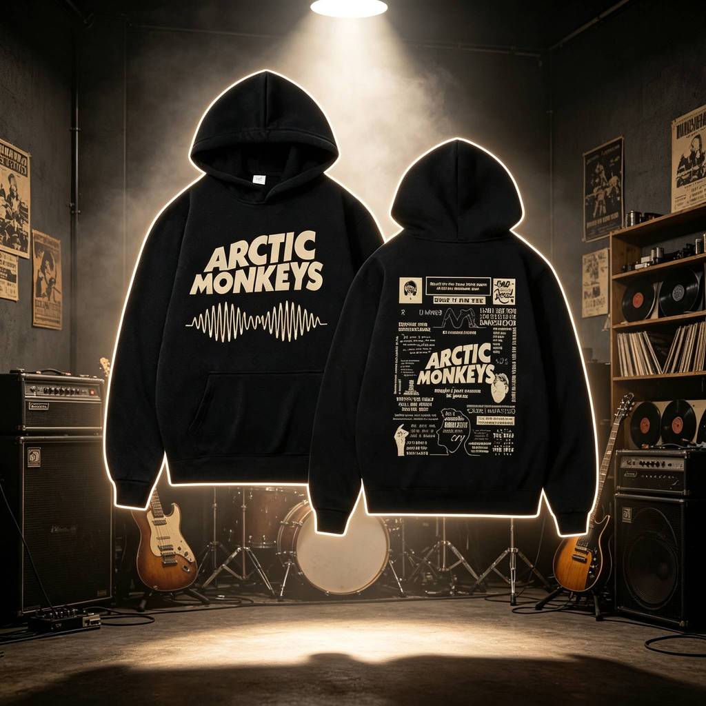 Arctic Monkeys Retro Music Tour Hoodie Cetakan Dua Sisi Panjang Gaya Harajuku Hip Hop Unisex M‐3XL