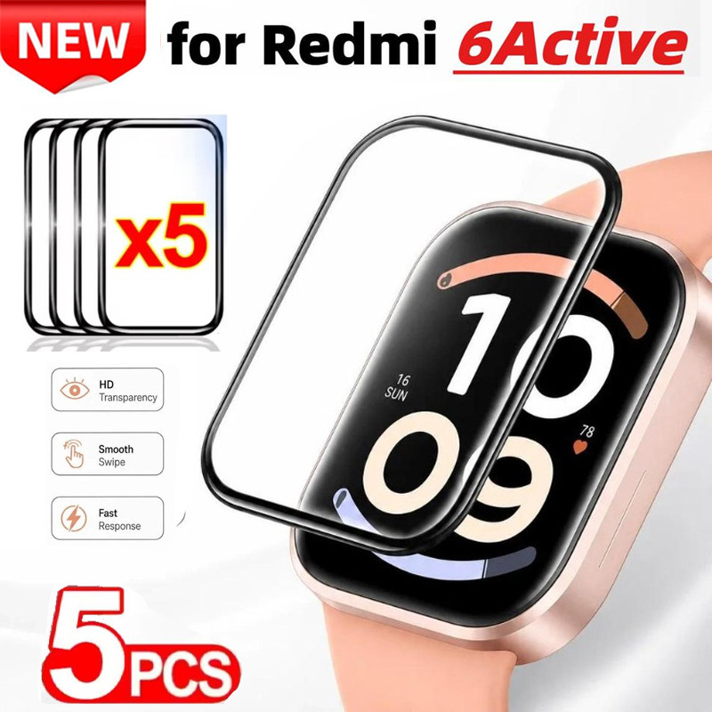 5PCS 3D ป้องกันหน้าจอฟิล์มสําหรับ Redmi Watch 6 Active ฟิล์มป้องกันสําหรับ Redmi Smartwatch นาฬิกา 6 5Active 5Lite