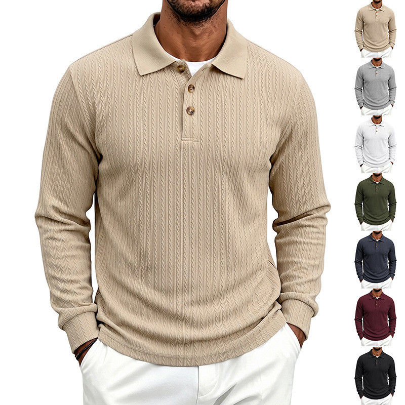 ZONE เสื้อโปโล Jacquard สําหรับผู้ชายขนาดใหญ่ยืดฐานทรงเข้ารูป