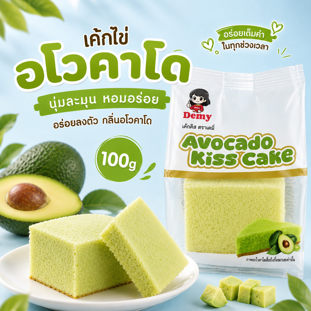 เค้กไข่อะโวคาโด 100g นุ่ม หอม อะโวคาโด ฟินๆ