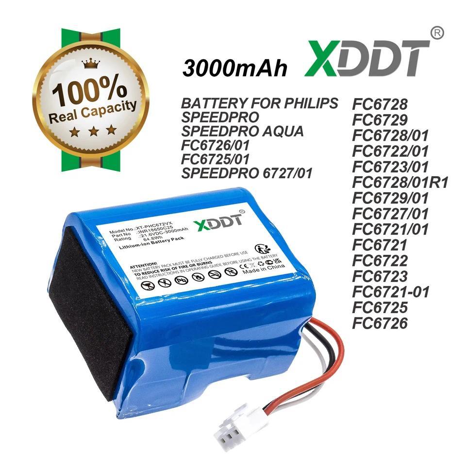 【QJ】แบตเตอรี่สูญญากาศ 3000mAh สำหรับฟิลิปส์ FC6723, FC6721-01,FC6725, FC6726, SpeedPro 6727/01, FC67