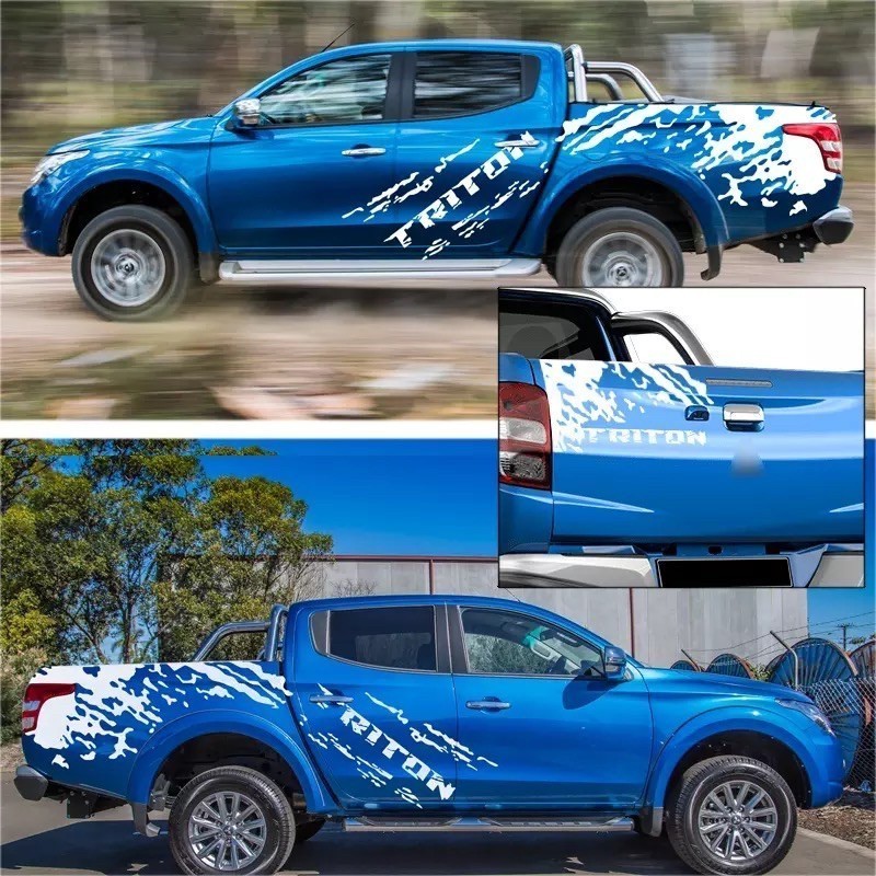 (คลังสินค้าพร้อม) S637# 1 ชุด 3 ชิ้น 4x4 Mitsubishi Triton Car Body Sticker/48h