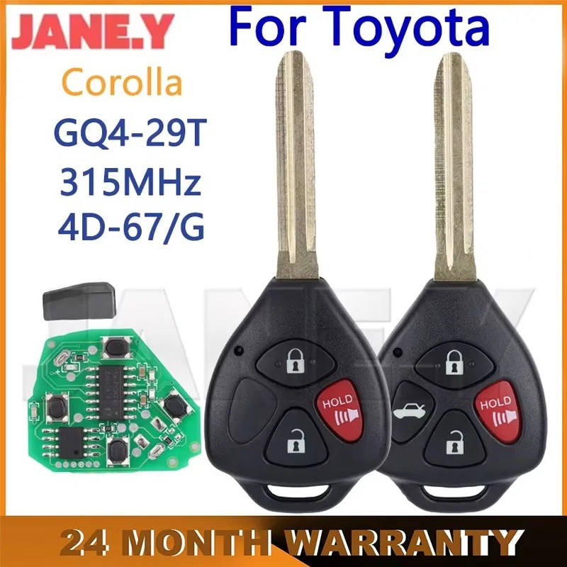 HZY JANE.Y - กุญแจรถ Fob GQ4-29T สําหรับ Toyota Corolla Venza 2010-2015 Entry รีโมทคอนโทรล Key 4D 67