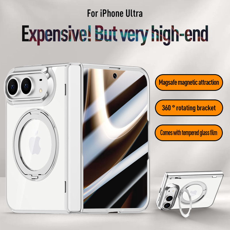 สําหรับ iPhone Ultra IPhone 18 พับสําหรับ iPhone พับสําหรับ iPhone Duo กรณีหรูหราบานพับไฟฟ้าสําหรับ Magsafe แม่เหล็กกระจกนิรภัยฟิล์มป้องกัน Funda