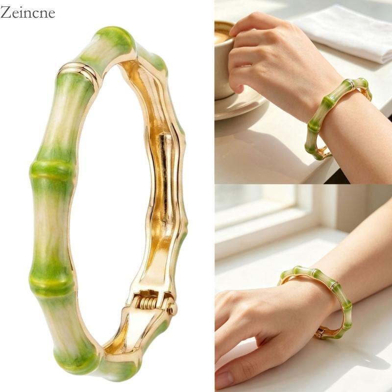 Zein Statement กําไลข้อมือบานพับสไตล์ไม้ไผ่สําหรับดูทุกวันและของขวัญ