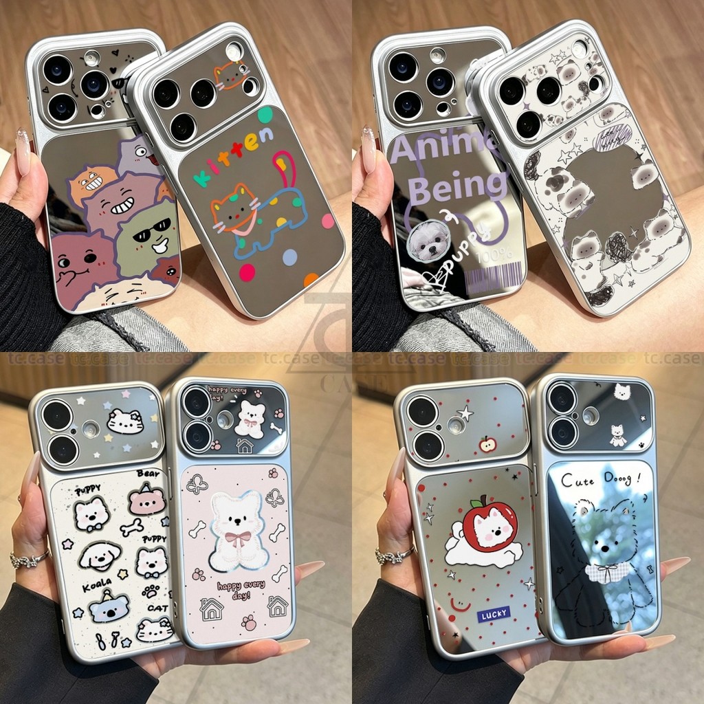เคส For iPhone 15 13 16 14 12 11 17 Pro Max 17 กระจกเงา เกาหลี สวยเก๋ กันเลนส์กล้อง เคสโทรศัพท์
