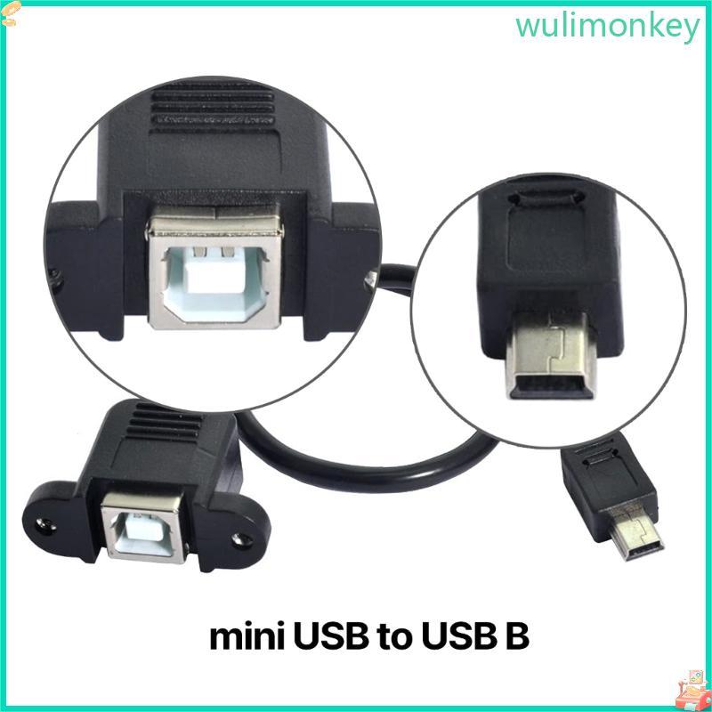 WU USB B เครื่องพิมพ์หญิง Mini USB ชายสายต่อพร้อมแผง Mount สกรูรูขั้วต่อ Mini USB ถึง USB B สาย