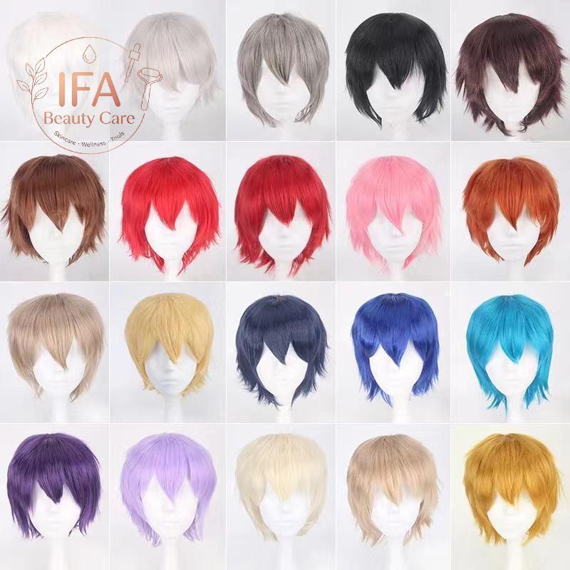 IFA Universal สังเคราะห์สีสันสั้นธรรมชาติคอสเพลย์วิกผมผู้ชายผมปาร์ตี้ทรงผมต่อผมดี