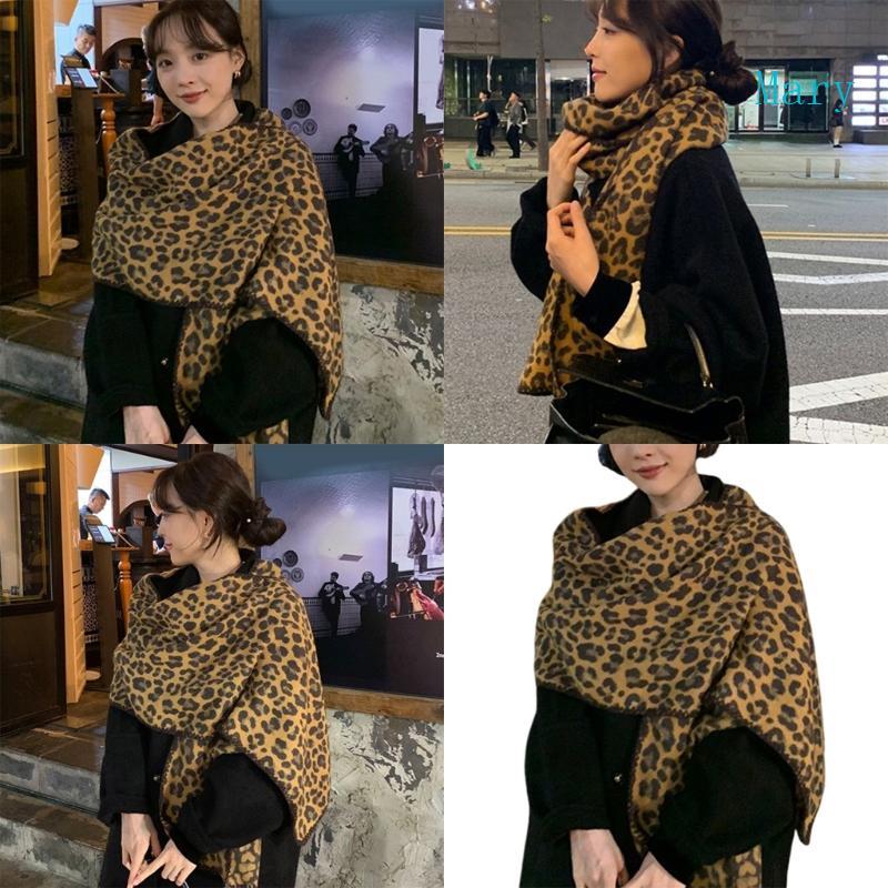 Mary Plush Leopard Patterned Neckerchief ทุกวันสวมใส่ผ้าพันคอผ้าพันคอแฟชั่นที่อบอุ่น