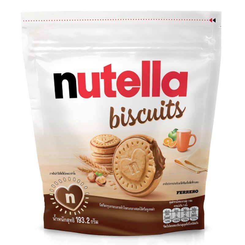 นูเทลล่าบิสกิตสอดไส้ครีมโกโก้ผสมเฮเซลนัท 193.2กรัม Nutella Biscuits Coco Hezenut 193.2g.