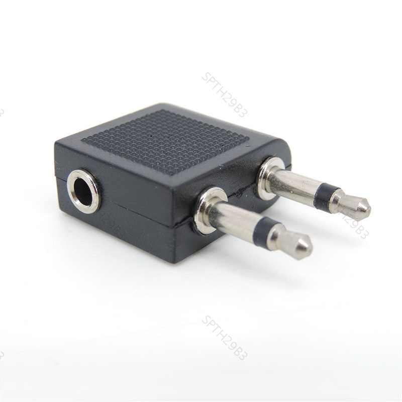 ชุบนิกเกิล Air Plane dual 3.5 มม.เครื่องบินซ็อกเก็ต Airline หูฟัง Mono Audio Converter TH29B3