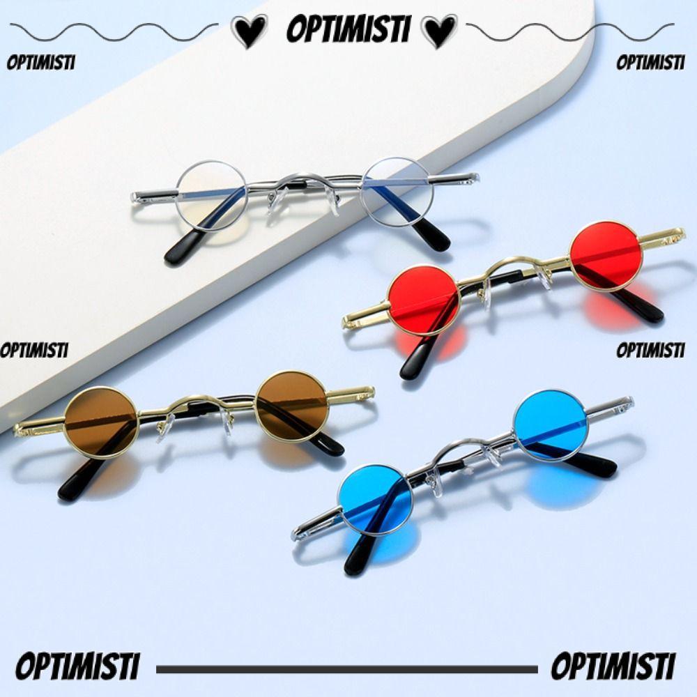 OPTIMISTI8E แว่นกันแดดทรงกลมขนาดเล็ก Hip Hop Candy Color Ins Fashion Shades
