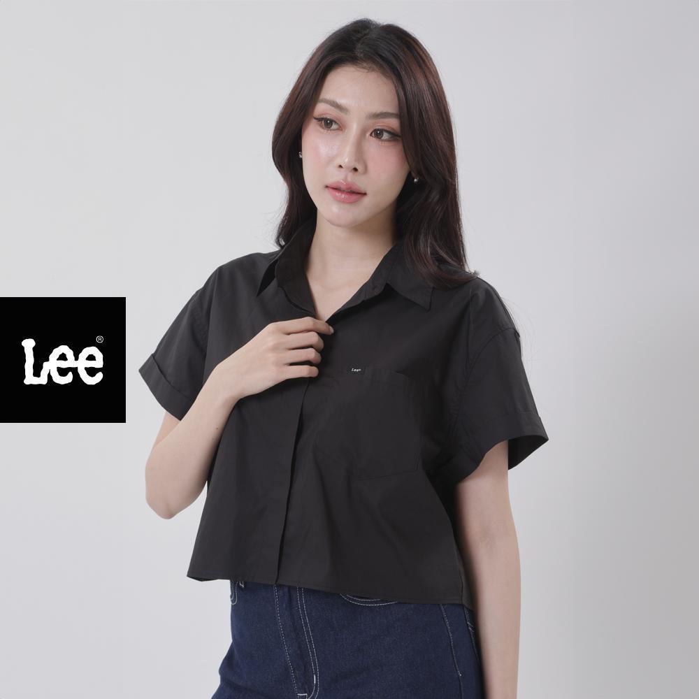 LEE เสื้อเชิ้ตแขนสั้นผู้หญิง คอลเลคชั่น Denim Obsession ทรง Cropped รุ่น LE F325WSHSN34 สีดำ