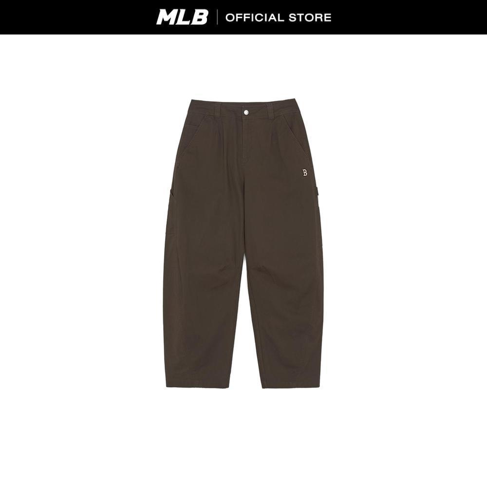 MLB กางเกงขายาว ยูนิเซ็กซ์ Vintage Washing Cotton Carpenter Curved Wide Pants รุ่น 3AWPB0561 43BRD สีน้ำตาล