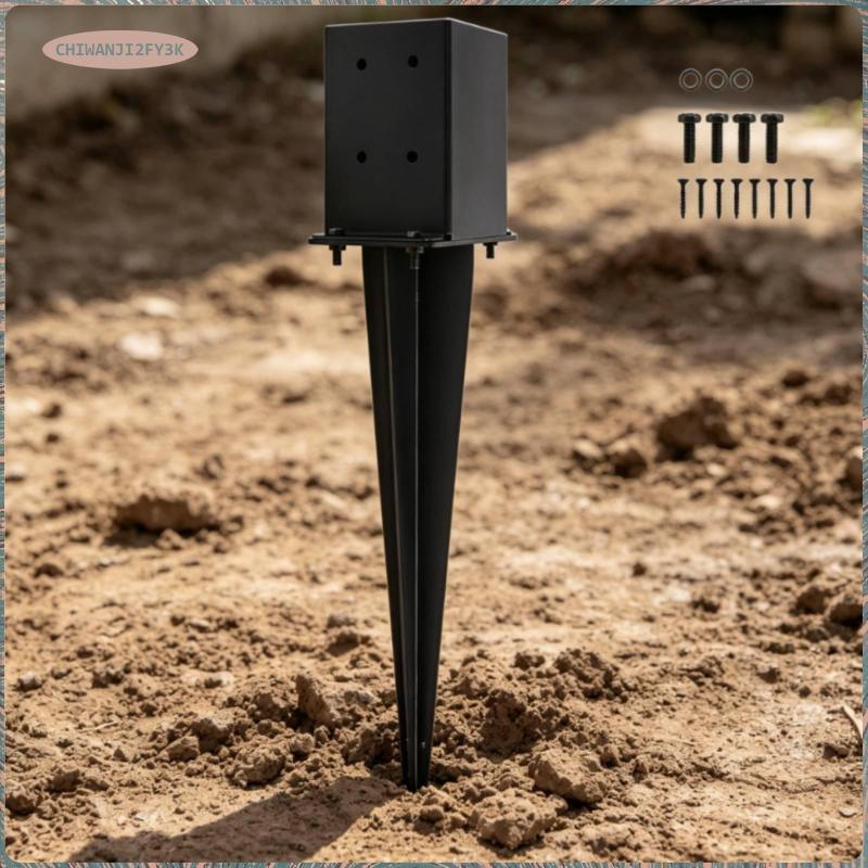[chiwanji2fy3k] Heavy Duty Fence Post Ground Spike Stable Fence Post Anchor โลหะติดทนนานสําหรับกลางแ