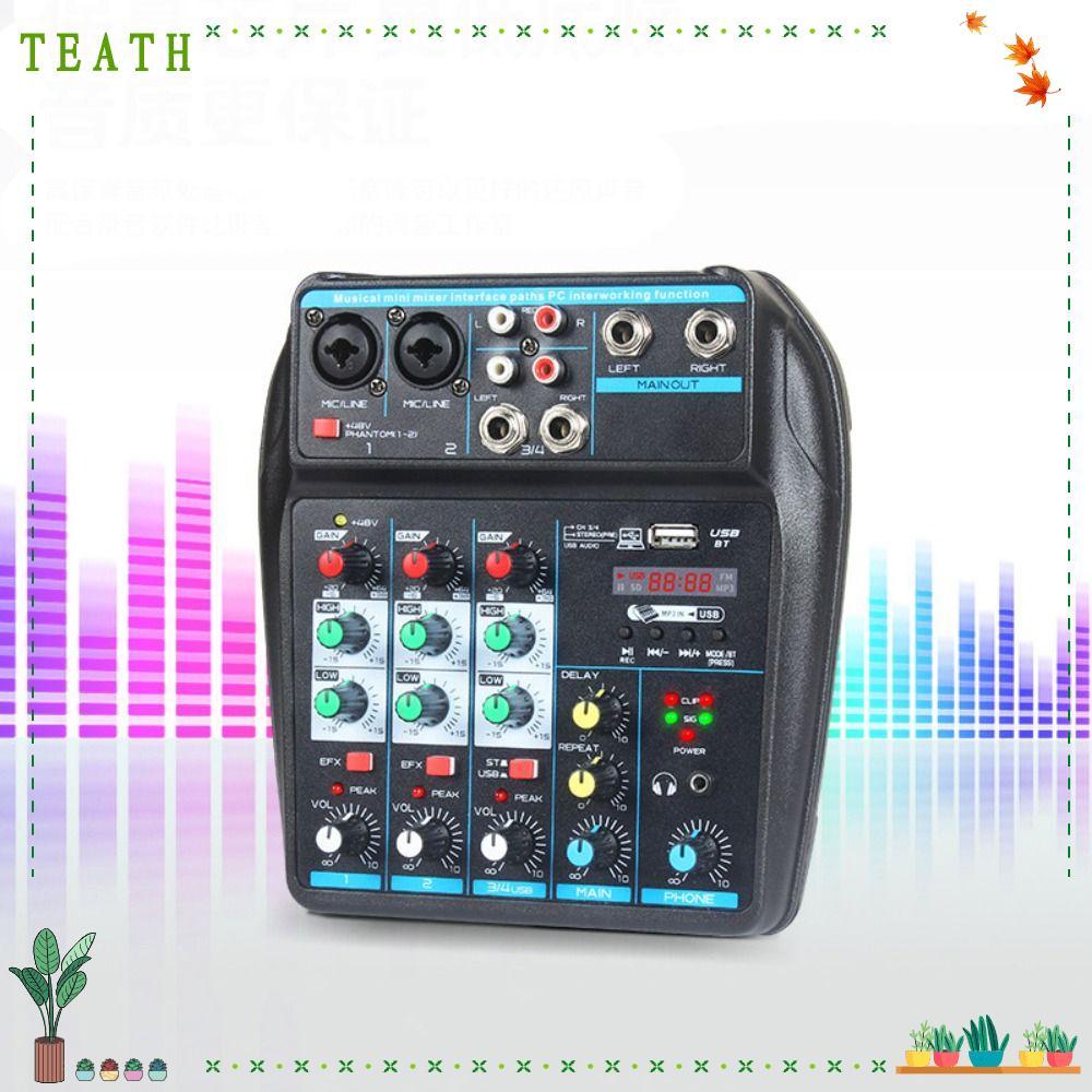 TEATH DJ Console Mixer, Bluetooth with 48V Phantom Power Audio Mixer, Portable Monitor Karaoke Syste
