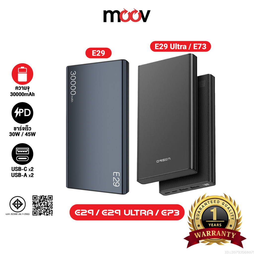 [ส่งไว] Orsen by Eloop E29 / E29 Ultra / E73 แบตสำรอง 30000mAh PD 30W 45W PD QC 3.0 Power Bank ชาร์จ