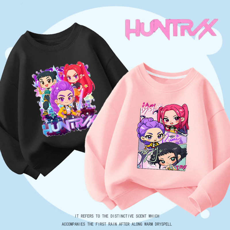Kpop Demon Hunters พิมพ์แม่ลูก Hoodies Sweatshirt เด็กผู้ใหญ่ Mira, Rumi, Zoey - เสื้อแขนยาว Lelaki Wanita