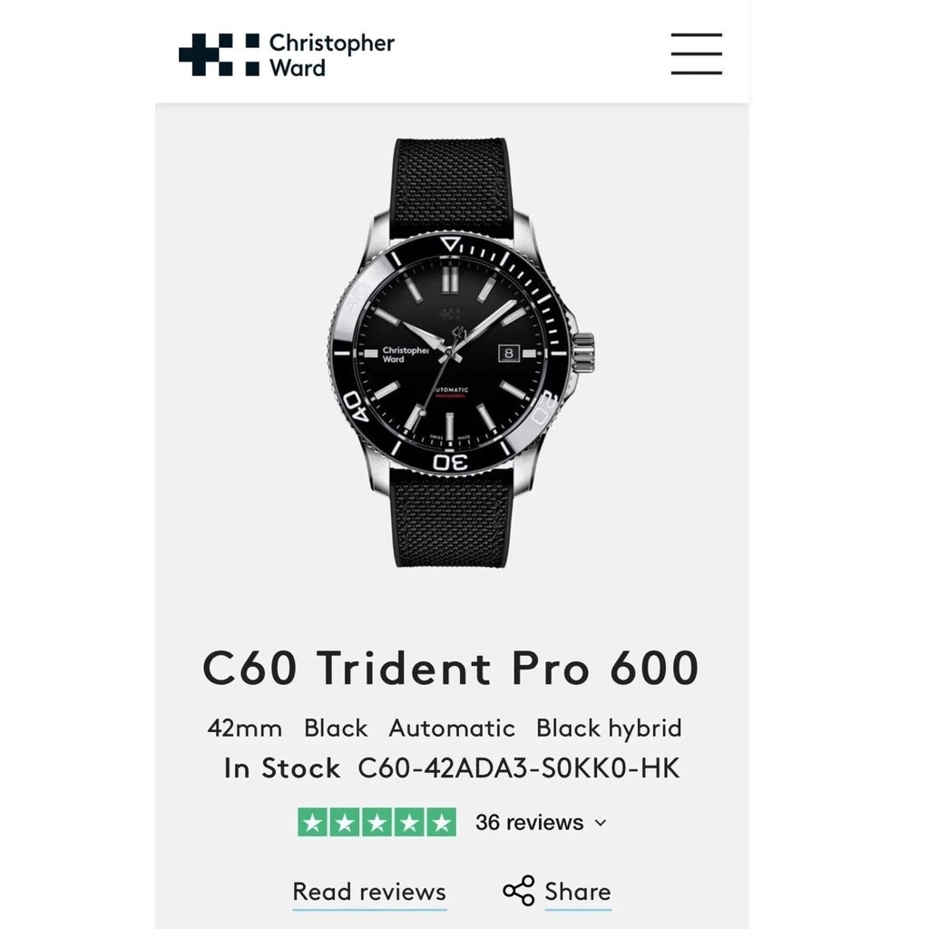 Original Order คุณภาพ Christopher Ward (Christopher Ward) นาฬิกาดําน้ํา 600 เมตร Super กันน้ํา Swiss