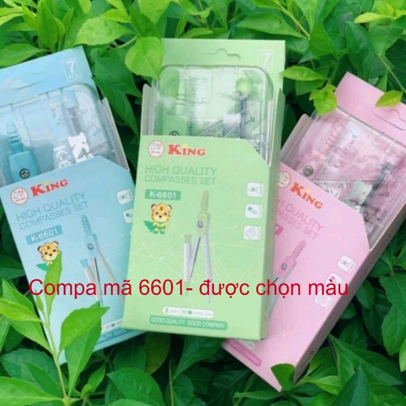 COMPA SET - 7-PIECE SCHOOL TOOLS K-6601, CODE 6601 3 สี เขียว, ชมพู, น้ําเงิน