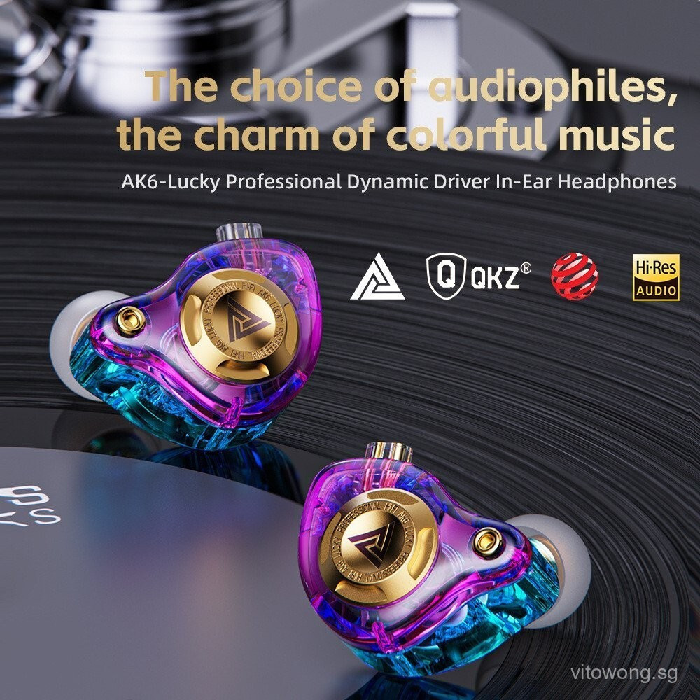 QKZ AK6 Lucky In-ear Headphones/Dynac earpiece/Plug and Play Earpiece/การปรับระดับเสียงสามระดับ/สายเ