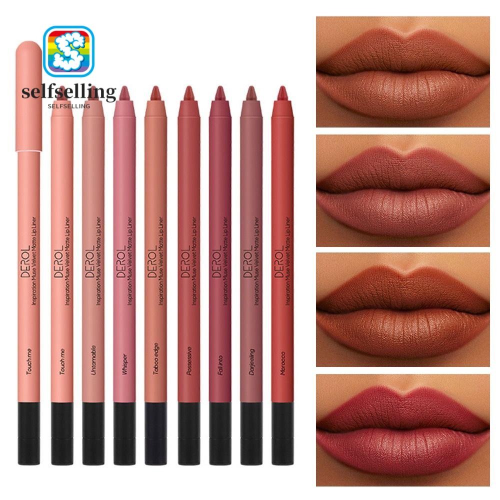SELFS Matte Lipliner, Velvet Matte Lipliner Pencil, กันน้ําติดทนนาน Natural Outline Lip Contour Line