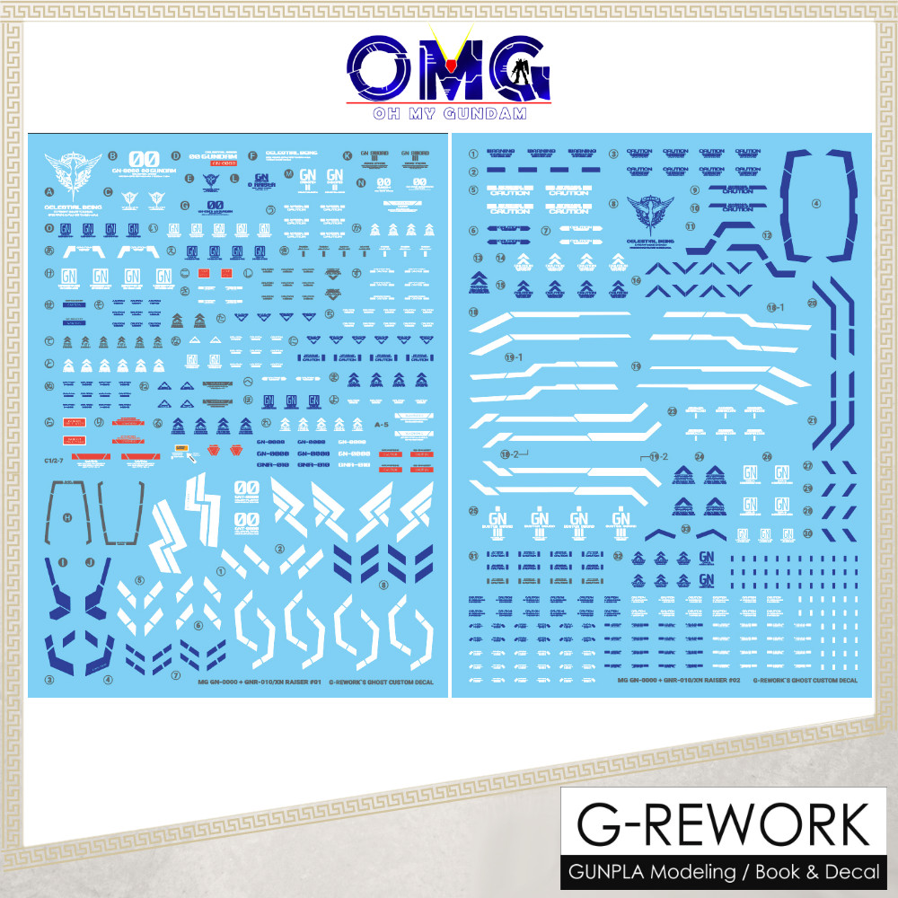 G-Rework MG 00 XN Raiser Water Decal CD-ML-XNR Gundam Water Decal MG OO Raiser Water Decal สติกเกอร์