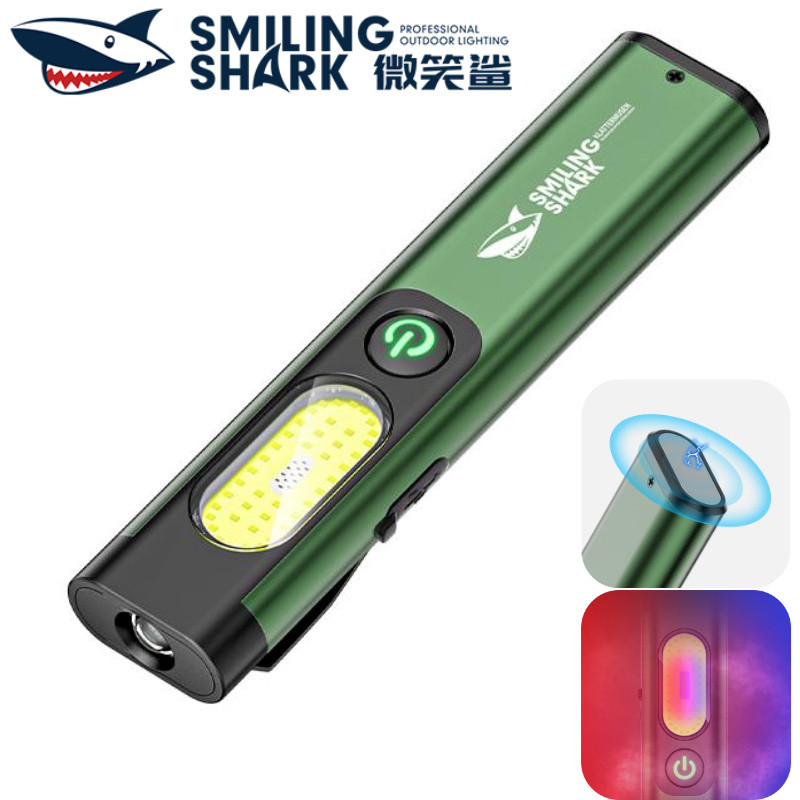 ไฟฉาย LED แม่เหล็ก SMILING SHARK พร้อมโหมดสี 5 แบบ ทำงานได้หลายสถานการณ์ มีไฟเตือนและสามารถชาร์จบẰง USB กันน้ำได้ GZ5122
