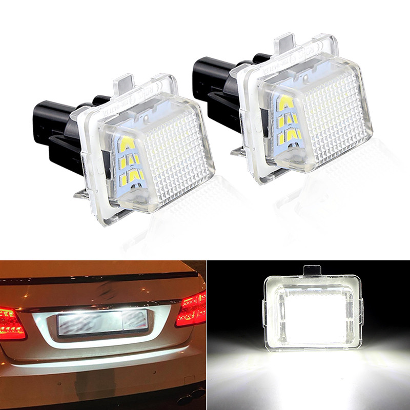 2PCS ไฟป้ายทะเบียน LED สีขาวสําหรับ Mercedes Benz R172 W221 4D W216 2D 2011-up W166 W231 (R231) 2D C