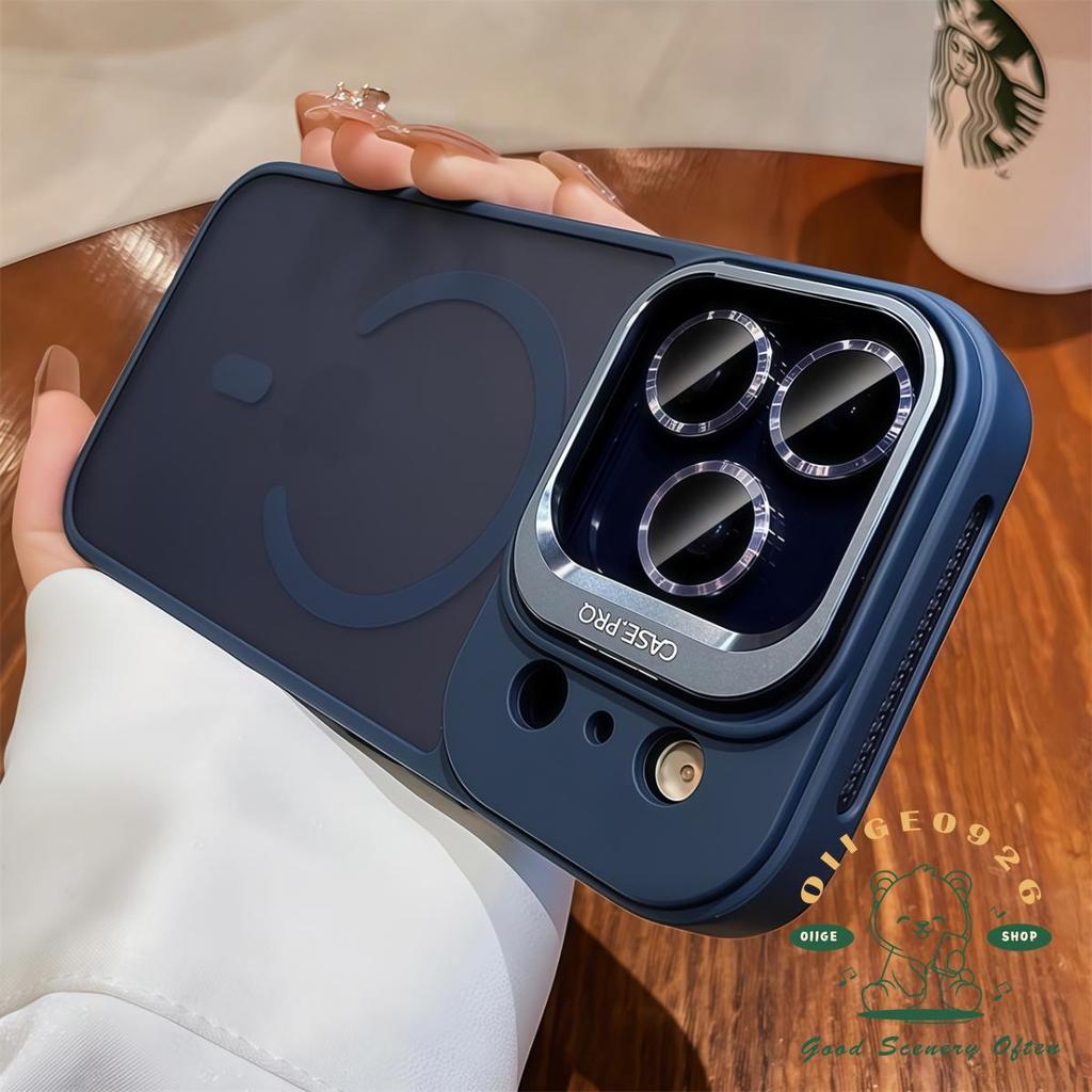 เคส iPhone17 Liquid frosted lens holder magnetic Phone Case iPhone17 Pro Max 16 15 14 13 12 เคสสําหรับ iPhone เคสซิลิโคน soft shell TPU กันกระแทก