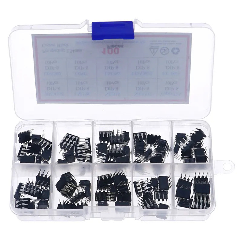 100 ชิ้น IC ชิปวงจรรวม Assortment ชุด JRC4558 LM358 NE555 NE5532 VIPER22A DS1302 OP07 LM386 TDA2822 