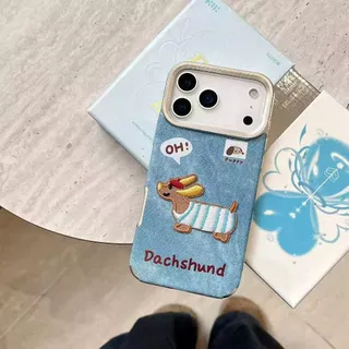 เคสกันกระแทก ลายคาวบอยปักสุนัข พร้อมสายคล้องมือ สำหรับ iPhone 17​promax 16 15Plus 14 13 12