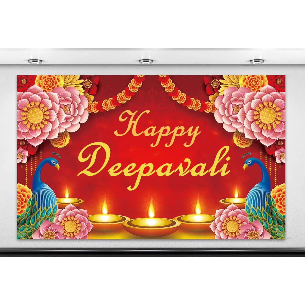 Happy Deepavali พื้นหลังการถ่ายภาพ Happy Diwali Photo Booth ฉากหลังสําหรับเทศกาลอินเดียของไฟ Diwali 