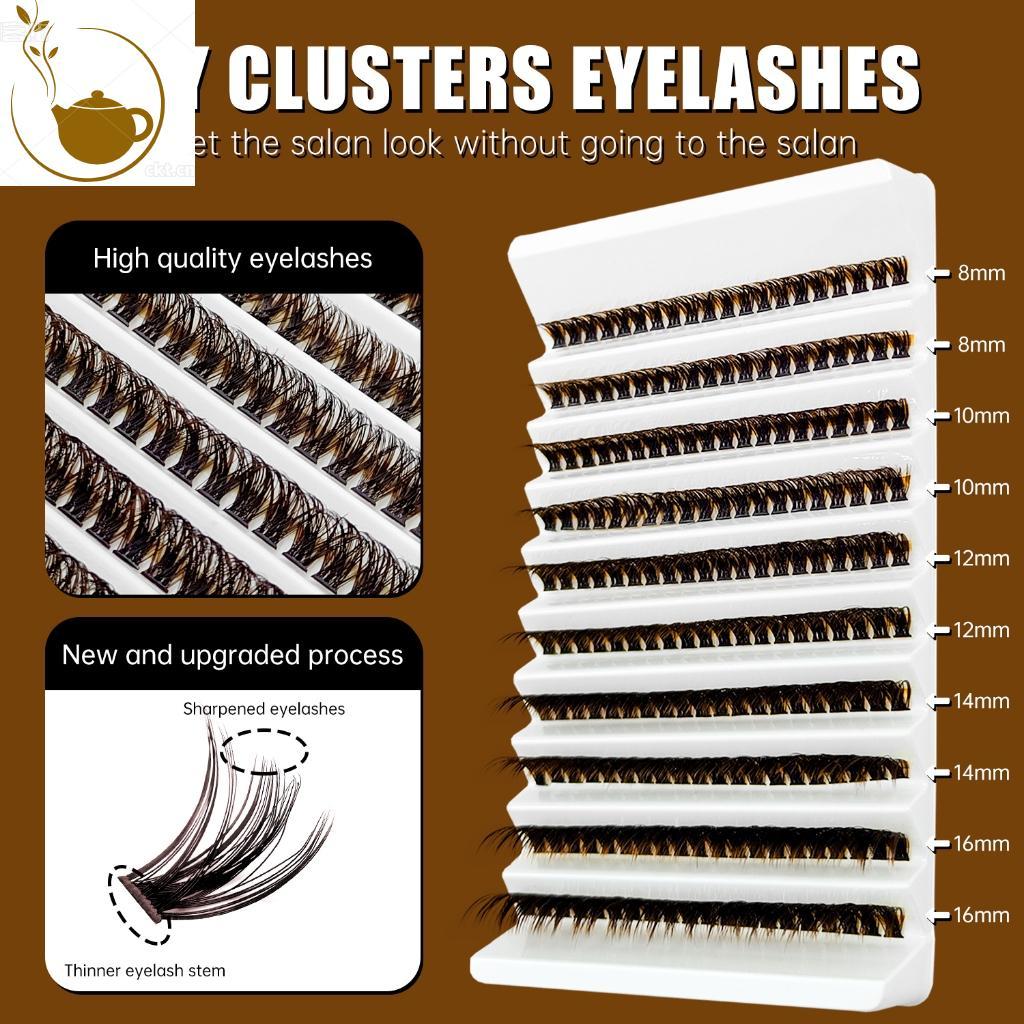 Brown Cluster Lashes 10 แถว 8-16 มม. D Curl - Segmented Personal Volume Eyelash