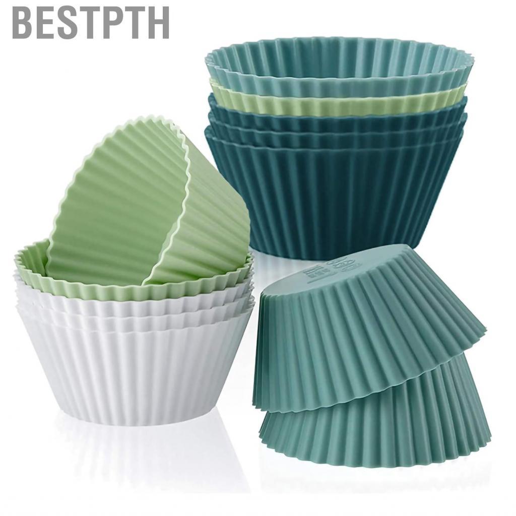 bestpth ถ้วยมัฟฟิน Morandi สีทาร์ตไข่กลมนึ่งซิลิโคนแม่พิมพ์ประกอบอาหาร