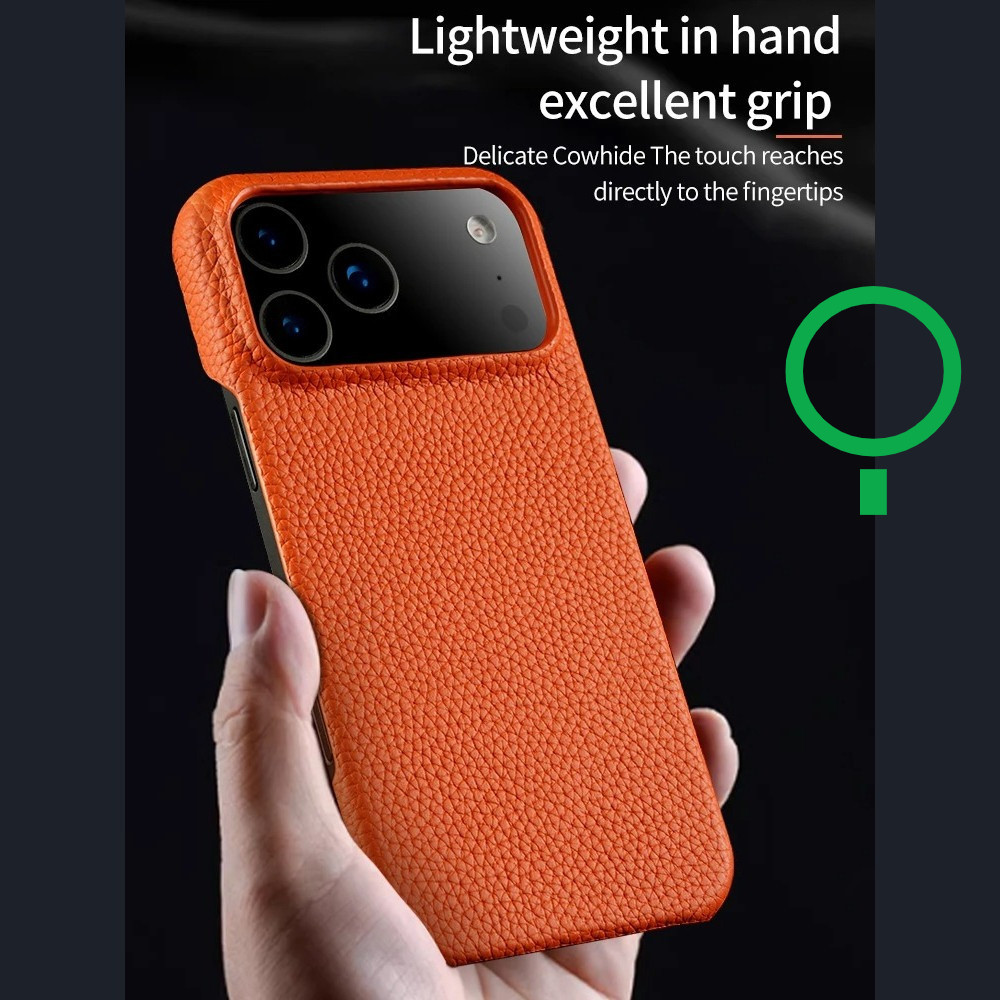 หรูหรา Cowhide หนังสําหรับ iPhone 17 Pro Max Air 17 16 Pro 15 14 Plus 13 12 18 แม่เหล็กชาร์จไร้สายฝาครอบโทรศัพท์