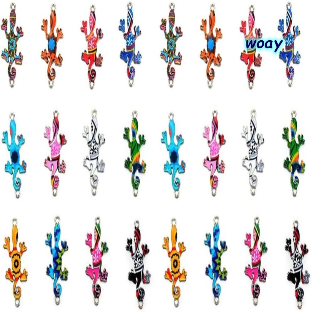 WOAY Gecko Charm Connector, โลหะผสมตกแต่งผสมสี Gecko Charms จี้,สร้อยคอทําสัตว์จี้เครื่องประดับหัตถก