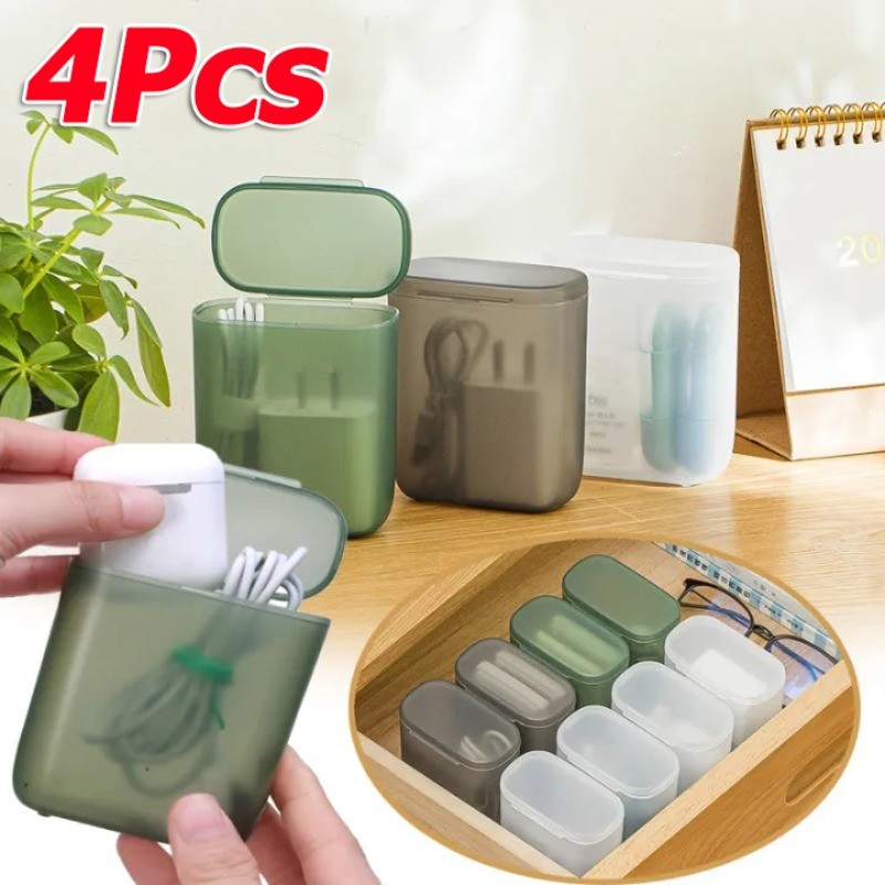 กล่องเก็บสายเคเบิลข้อมูล 1/2/4 ชิ้น / ที่ชาร์จสายเคเบิลคอนเทนเนอร์ / การท่องเที่ยว อุปกรณ์อิเล็กทรอนิกส์จัดเก็บ