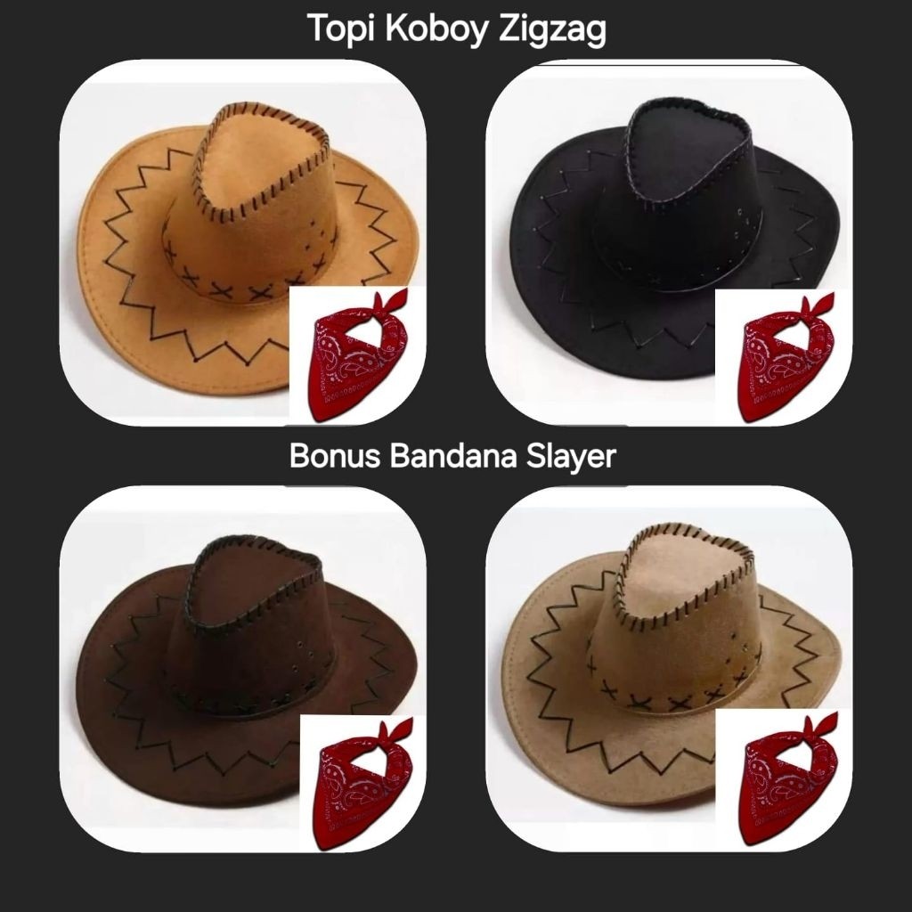 WAWAOLSHOP - DOVE COWBOY HATS สําหรับ CHILDREN & ADULTS WITH BONUS SLAYER SCRAF/BANDANA | หมวก SCARF
