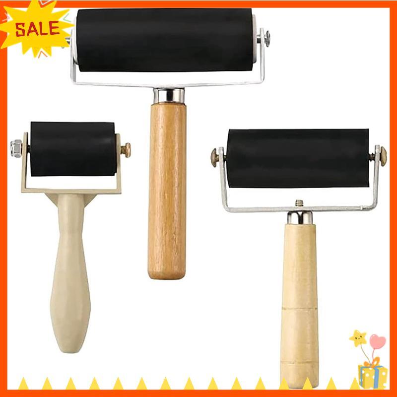 [Fast D]3 แพ็คลูกกลิ้งยาง Brayer Rollers 1.4/2.4/4 นิ้ว Art Craft Roller สําหรับพิมพ์,Ink, Wallpaper